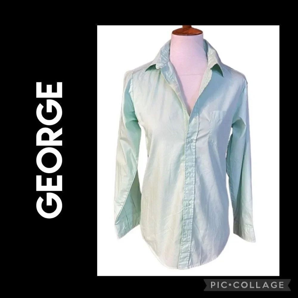 George Light Mint Green Button Down Shirt XXL Runs small more like Large-EUC